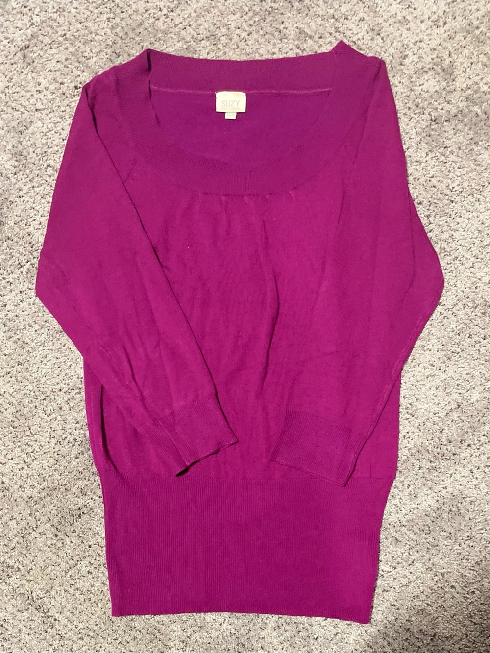 Y2K Suzy Shier Magenta Scoop Neck Sweater Sz M